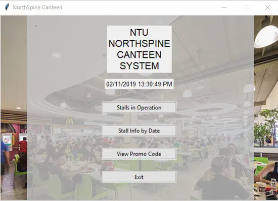 NTU Northspine Canteen Information GUI